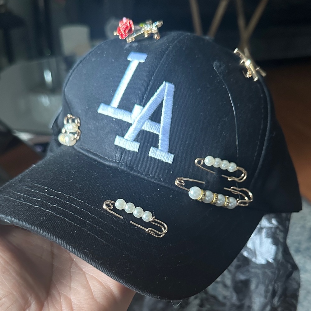 Black Cap with LA Logo and Gold Accents